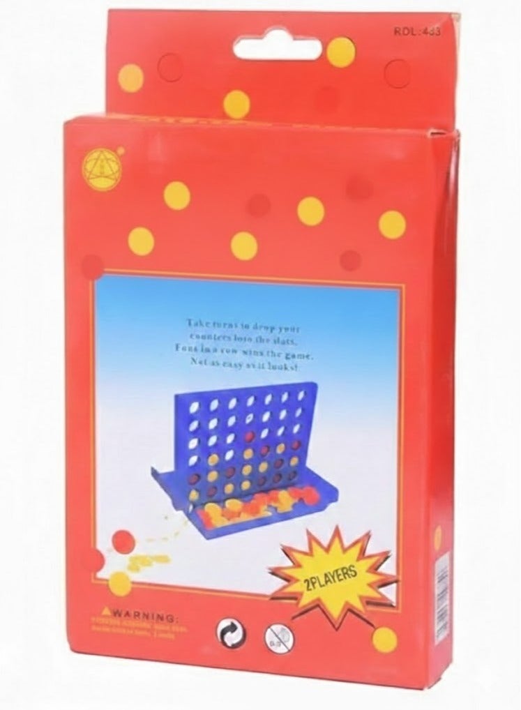 Joy & Learn Mini Connect Four Game, Portable Travel Size, Blue Board with Red and Yellow Pieces, Family Game - Image 1